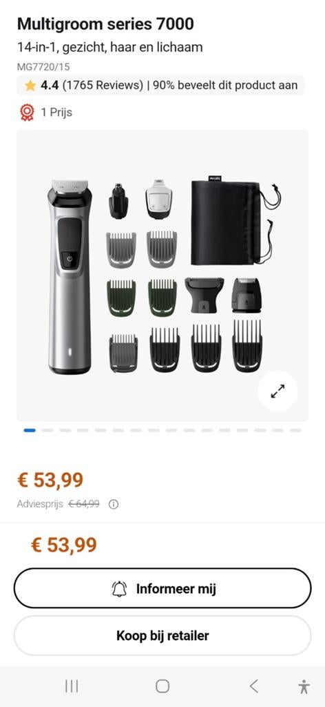 Philips Multigroom series 7000 MG7720/15 - Compleet, Ophalen of Verzenden, Nieuw, Scheren en Epileren