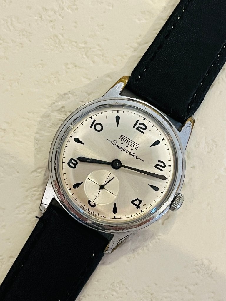 Vintage Pontiac Supporter horloge, Overige merken, Staal, Met bandje, Polshorloge