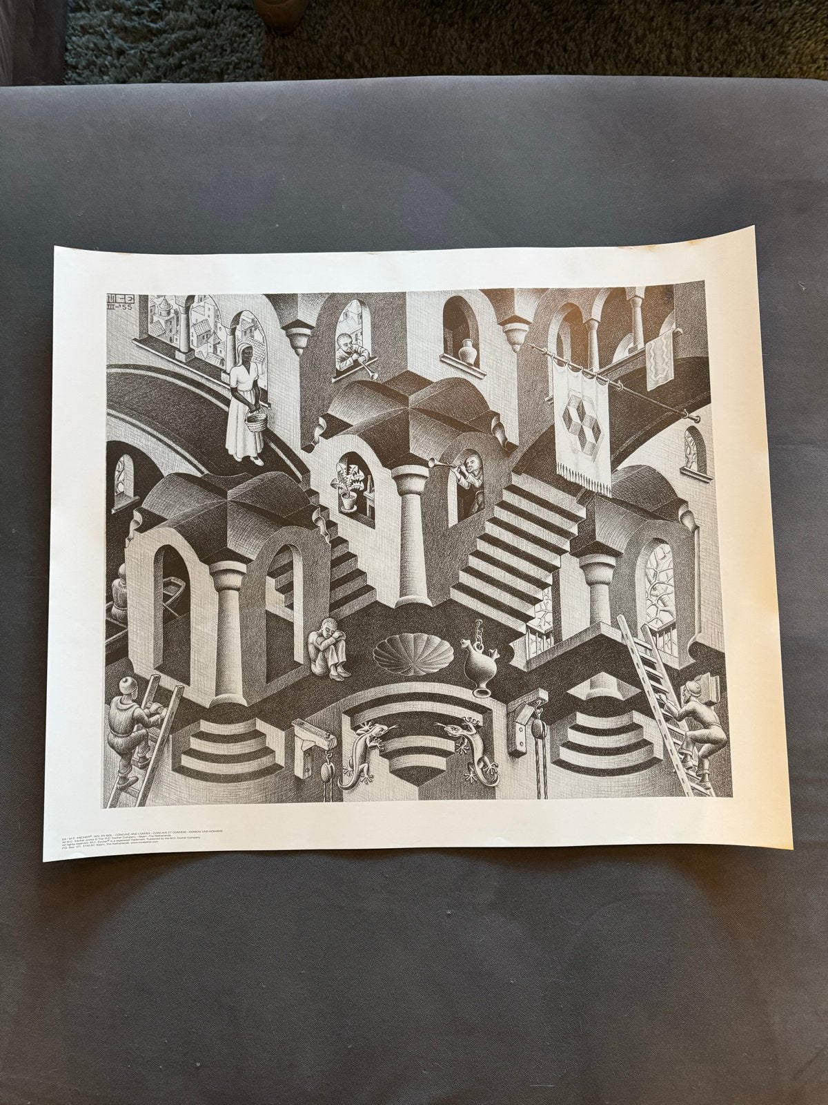 M.C. Escher -poster-(Hol en bol ), Deurposter of groter, Rechthoekig Liggend, Nieuw, Ophalen of Verzenden
