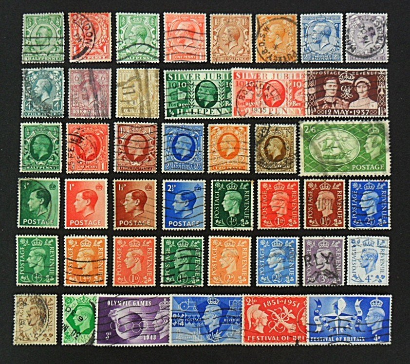 UK : 43 zegels Koning George V Edward VIII George VI, Ophalen of Verzenden, Gestempeld