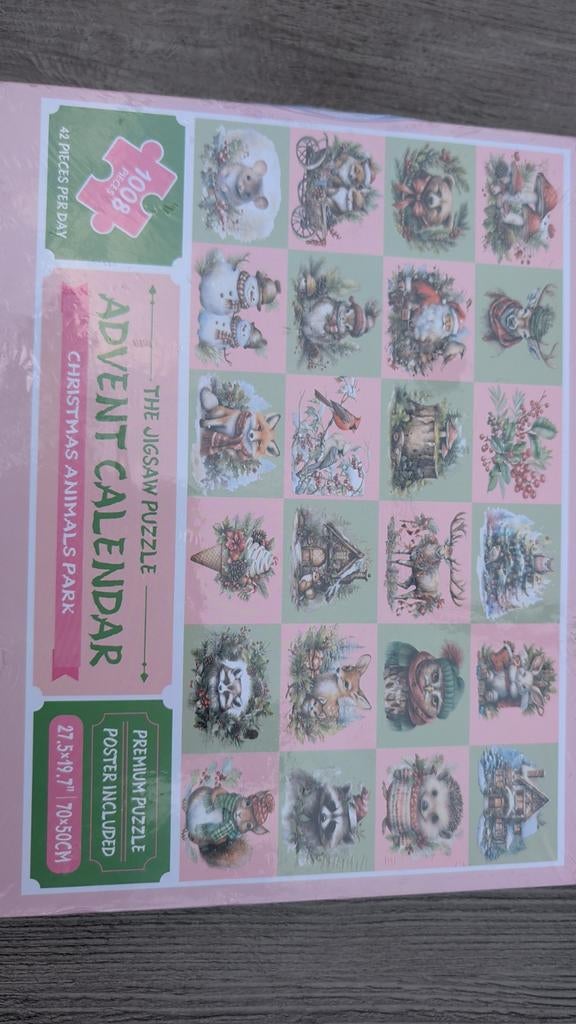 Advent Kalender Legpuzzel - Kerstdieren Park 1008 Stukjes, Hobby en Vrije tijd, Denksport en Puzzels, Ophalen of Verzenden, 500 t/m 1500 stukjes
