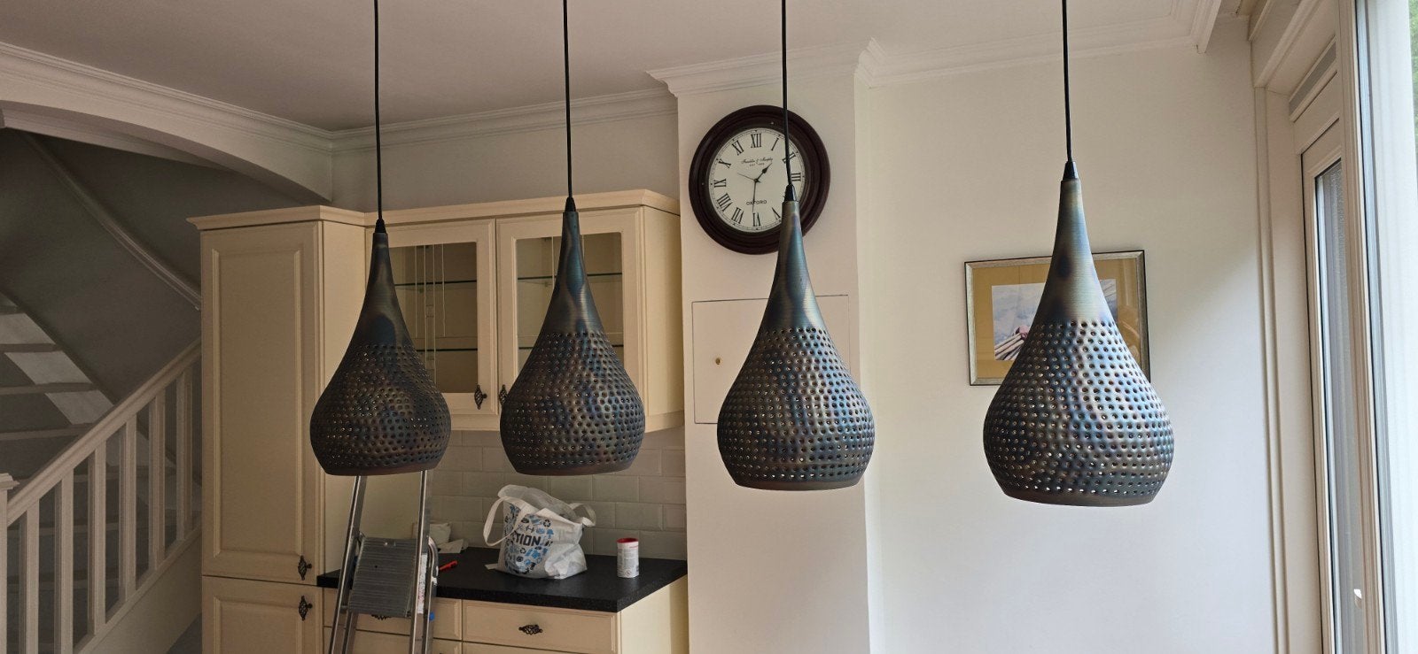 4 druppelvormige lampenset, Ophalen, Zo goed als nieuw, Metaal, Minder dan 50 cm