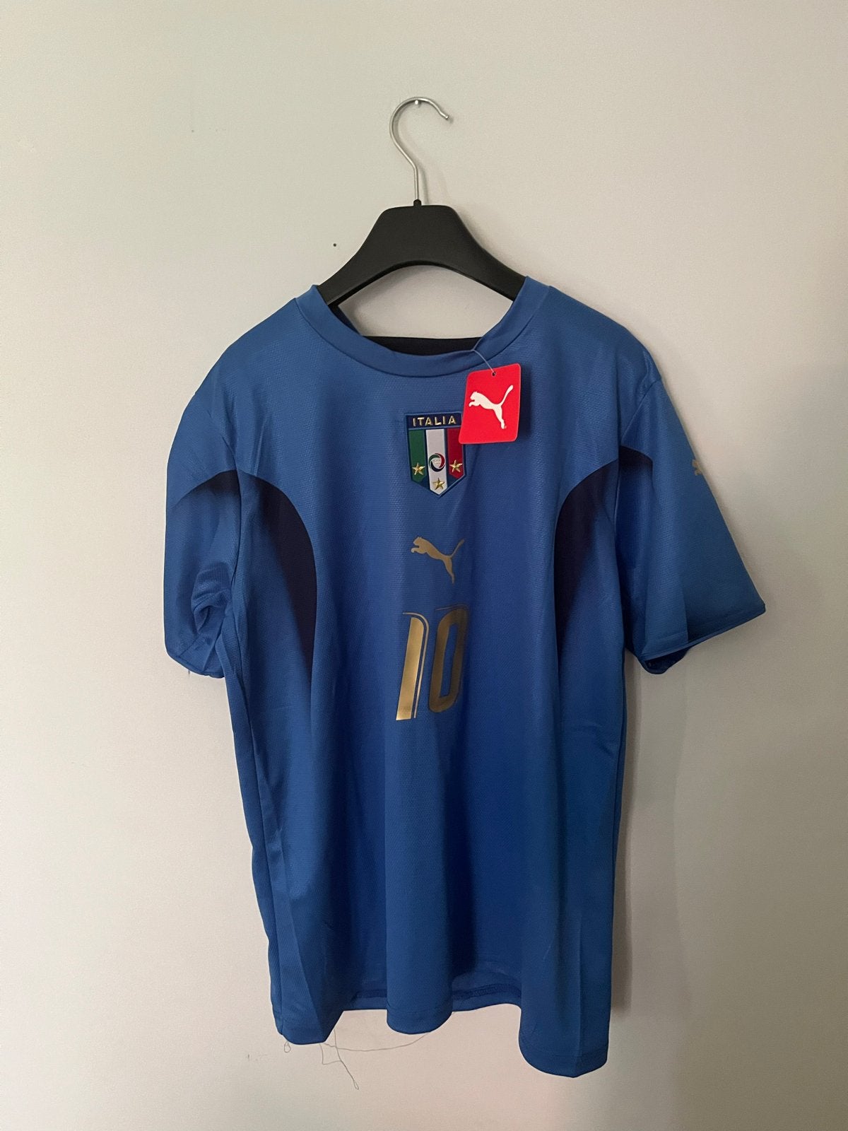 Vintage Totti Voetbalshirt Maat L - Italië Puma, Maat 52/54 (L), Blauw, Ophalen of Verzenden, Voetbal