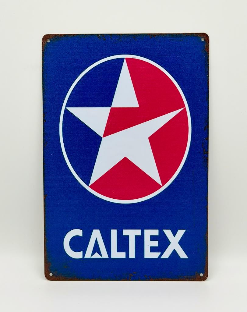 Caltex olie bord - reproductie - 20x30, Verzenden, Nieuw, Reclamebord