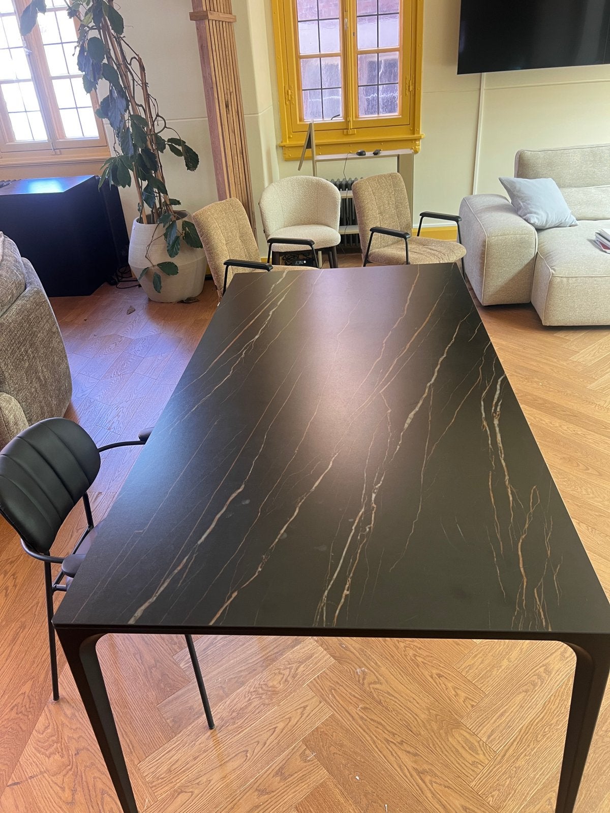 SERAX Molly design eettafel 200100cm – keramisch marmerlook, 200 cm of meer, Zo goed als nieuw, Metaal, Rechthoekig