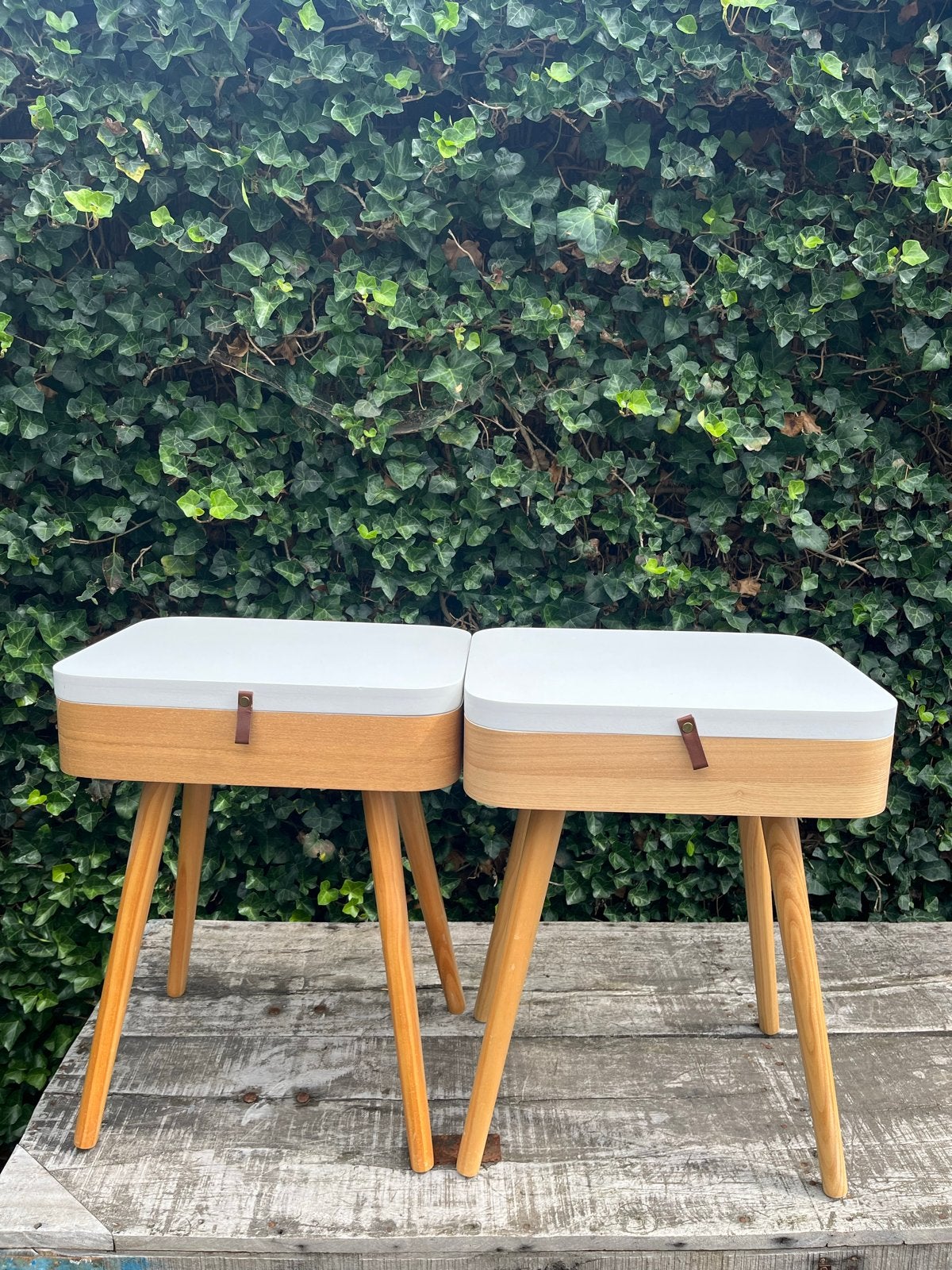 Set van 2 moderne nachtkastjes/bijzettafel met opbergruimte, Ophalen, 50 – 75, Gebruikt, 50 tot 100 cm