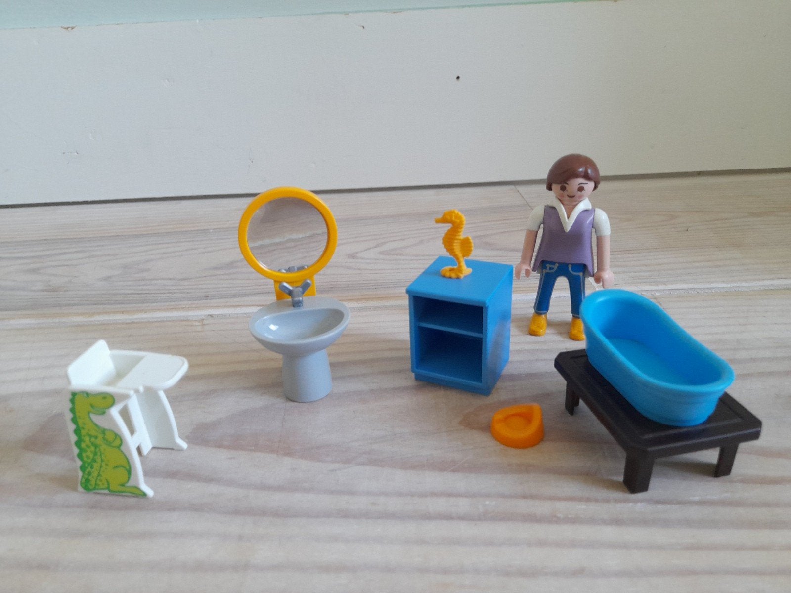 Playmobil badkamer set met figuur en accessoires, Ophalen of Verzenden, Zo goed als nieuw, Overige typen