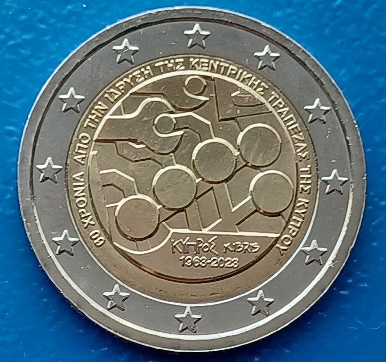 Cyprus 2 Euro "Centrale Bank" 2023 UNC, Postzegels en Munten, Munten | Europa | Euromunten, Verzenden, Cyprus, 2 euro