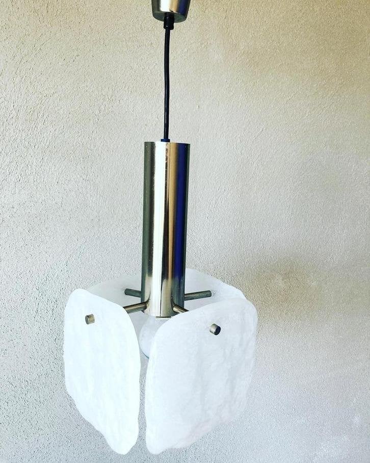 Vintage ice glass Kalmar lamp, Niet ingevuld, Mid century modern, Niet ingevuld, Ophalen of Verzenden