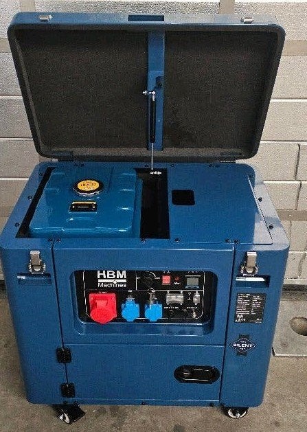 HBM Diesel Aggregaat - Generator 7 KW - 532CC - 7000 Watt, Ophalen of Verzenden, Zo goed als nieuw, 5 tot 10 kVA, Elektrisch startend