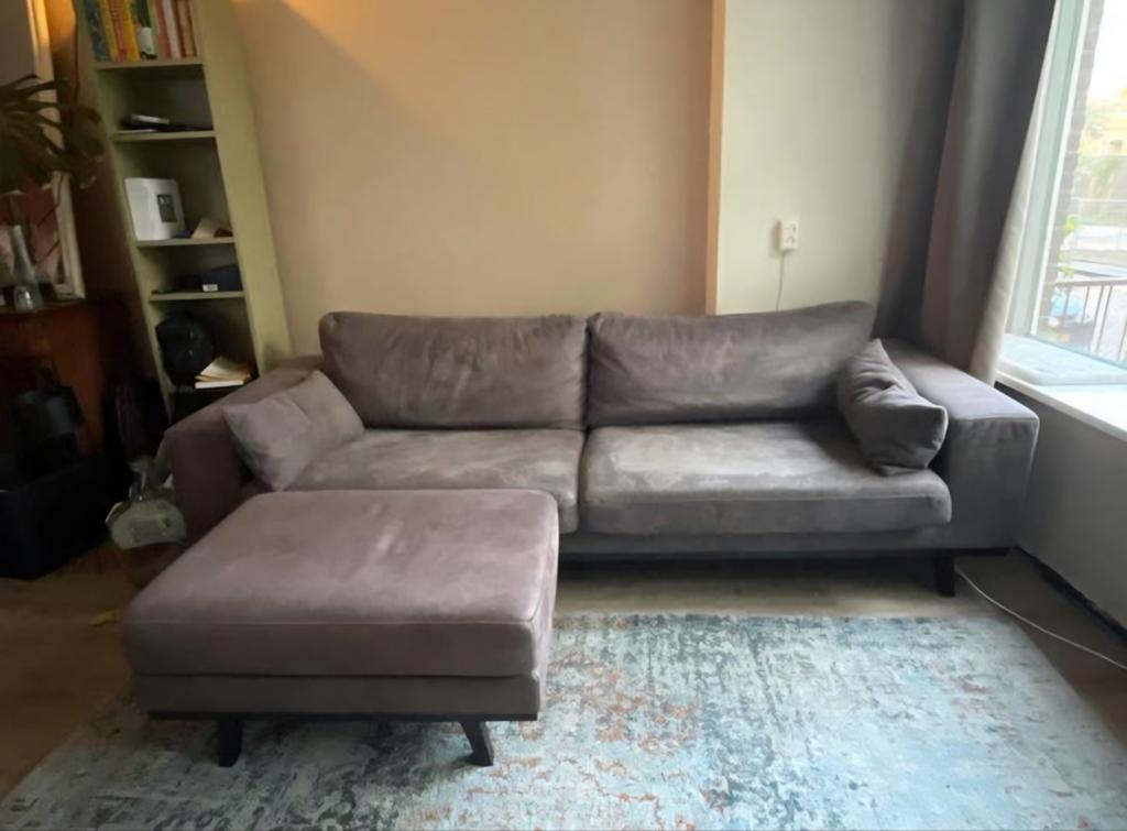 Nous Living Torino 3-zitsbank met hocker, Huis en Inrichting, Banken | Bankstellen, Ophalen, Gebruikt, 75 tot 100 cm, Rechte bank