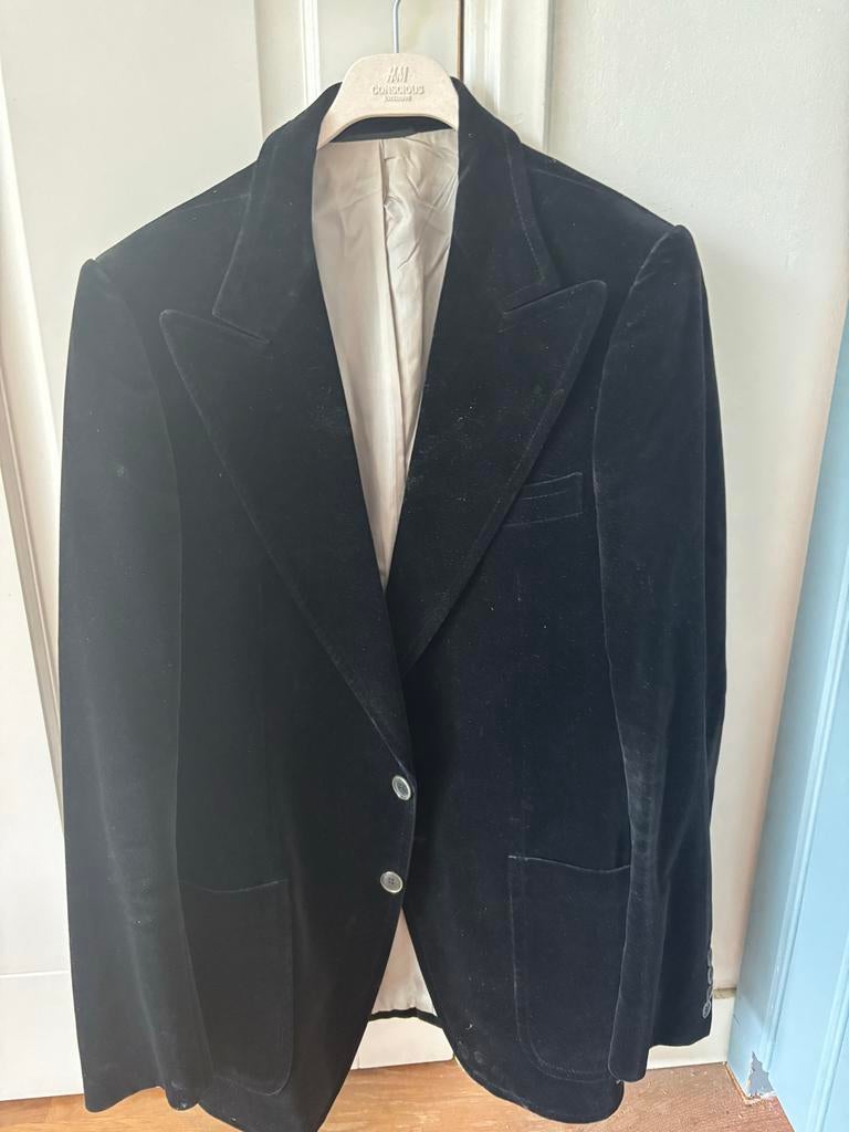 fluwelen heren colbert - Pierre Laffitte - Maat L, Kleding | Heren, Ophalen of Verzenden, Zo goed als nieuw, Maat 52/54 (L), Zwart