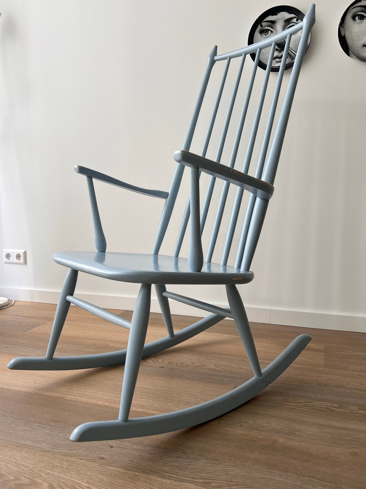 Schommelstoel in lichtblauw, vintage stijl, Ophalen, Gebruikt, Blauw, Eén