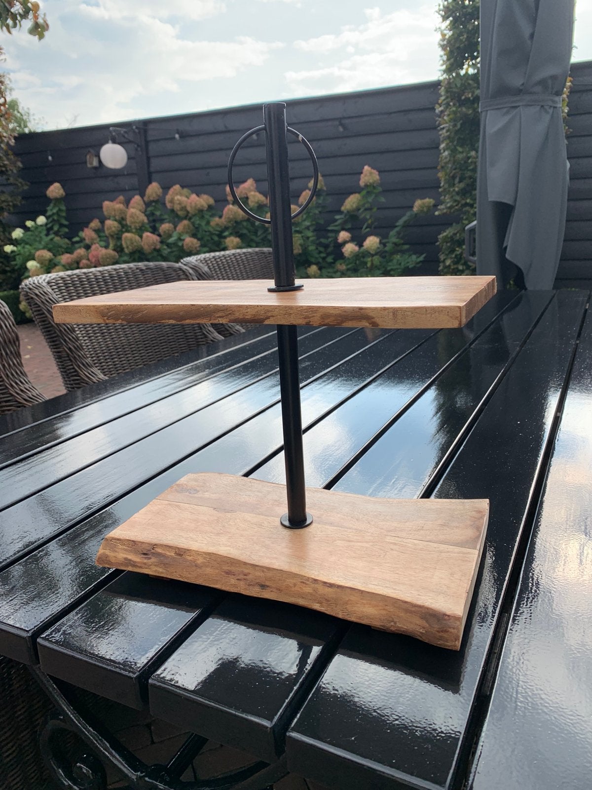 Houten etagere of draai plateau, Ophalen, Zo goed als nieuw, Hout, Met handvat