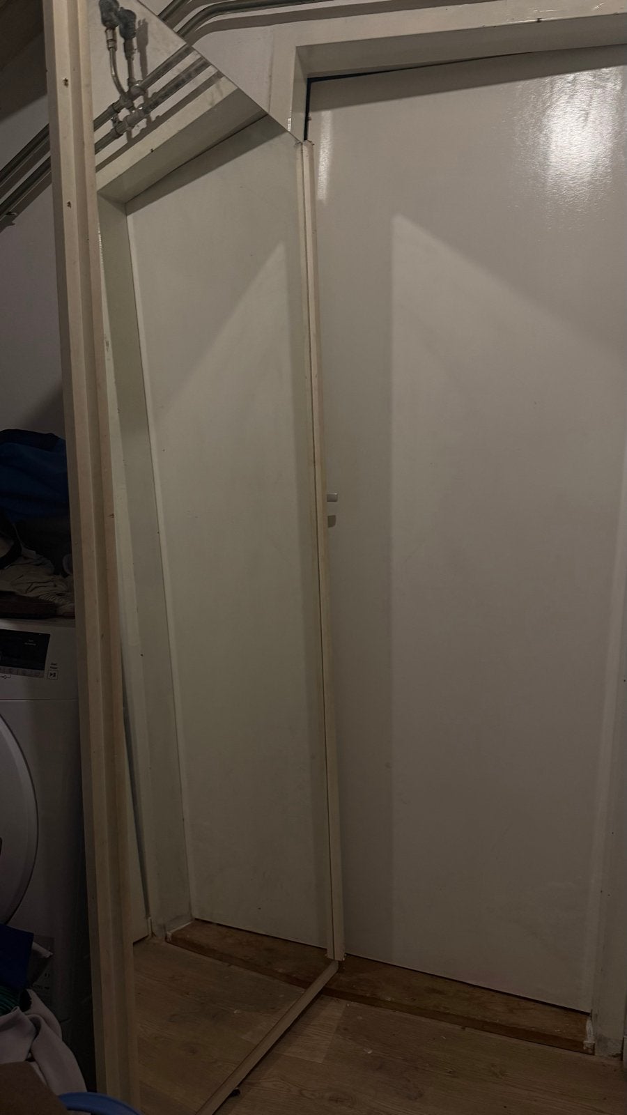 Grote spiegel met houten frame, Ophalen, Gebruikt, 200 cm of meer, Rechthoekig