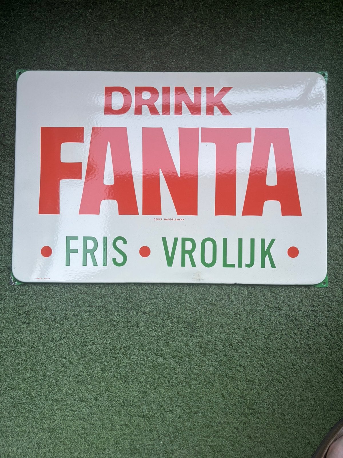 Prachtig emaille bord Fanta Langcat Bussum, Verzamelen, Ophalen of Verzenden, Zo goed als nieuw, Reclamebord