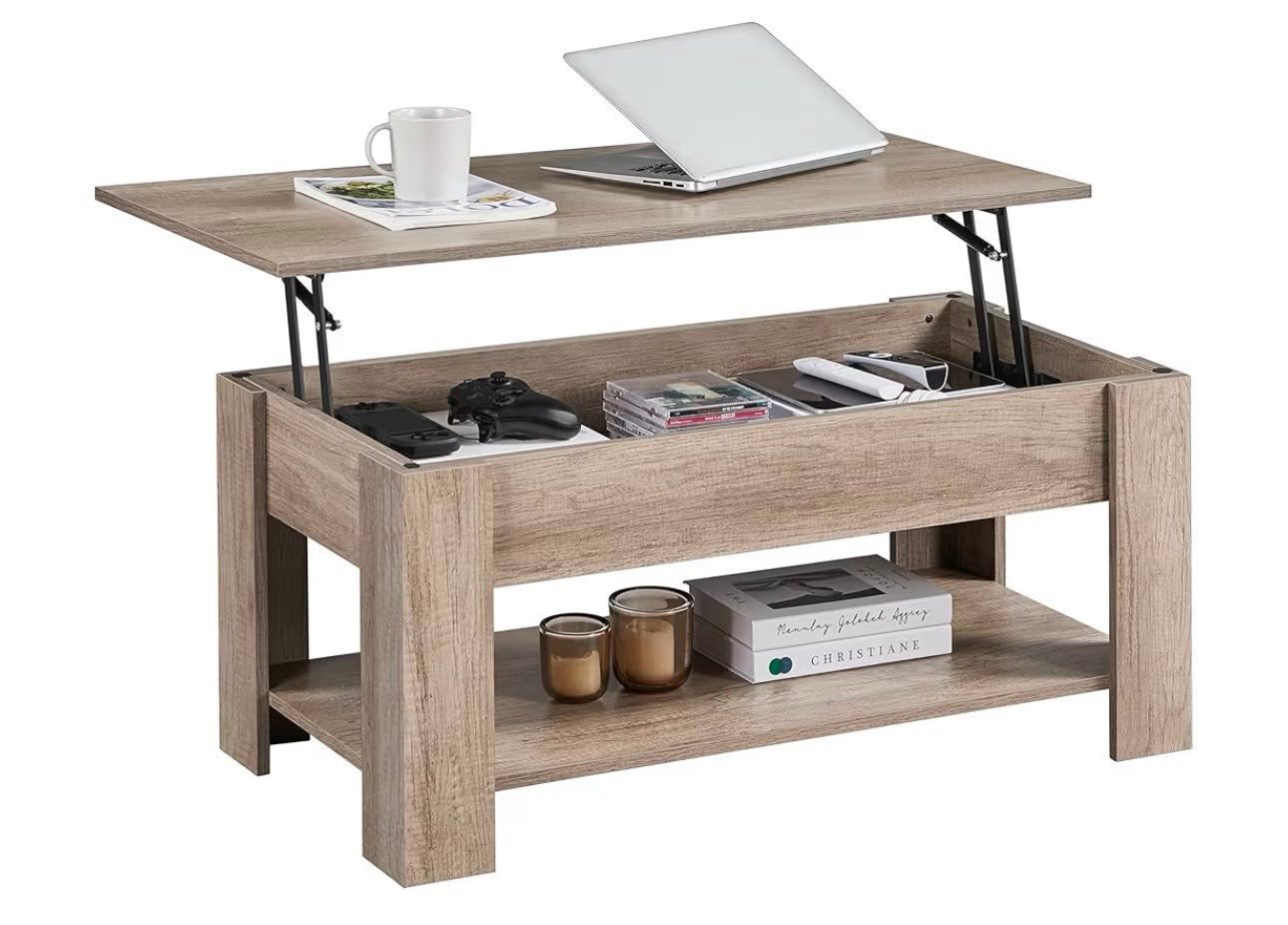 Lift-Top Coffee Table with Hidden Storage 98x50x(42-56)cm, Ophalen, 50 tot 100 cm, 50 tot 100 cm, Zo goed als nieuw