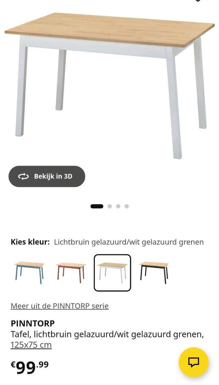 IKEA PINNTORP eettafel, 100 tot 150 cm, Modern, Scandinavisch, Zo goed als nieuw, Vier personen