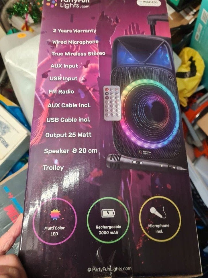 PartyFunLights Draagbare Speaker met Microfoon en LED, Overige merken, Overige typen, Nieuw, Ophalen of Verzenden