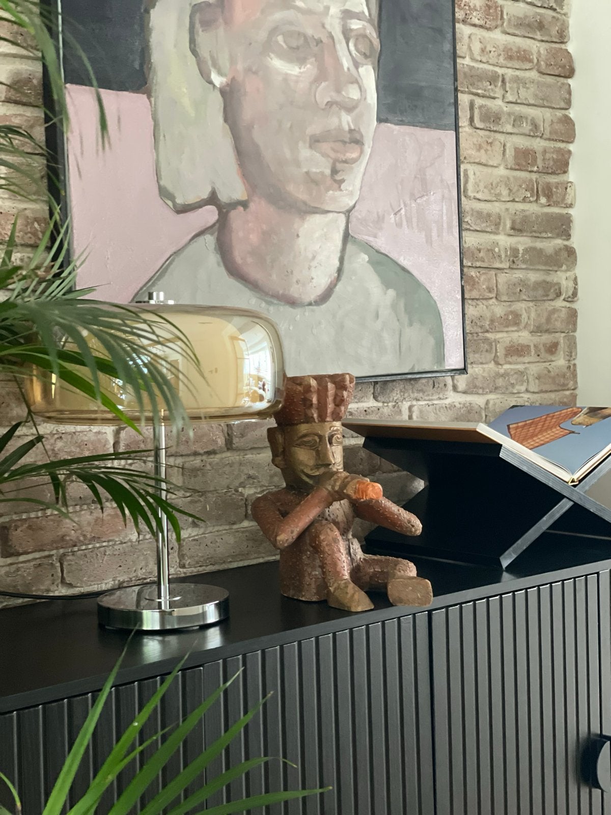Uniek handgesneden houten beeld uit India, Antiek en Kunst, Kunst | Beelden en Houtsnijwerken, Ophalen of Verzenden, 20 - 50 cm