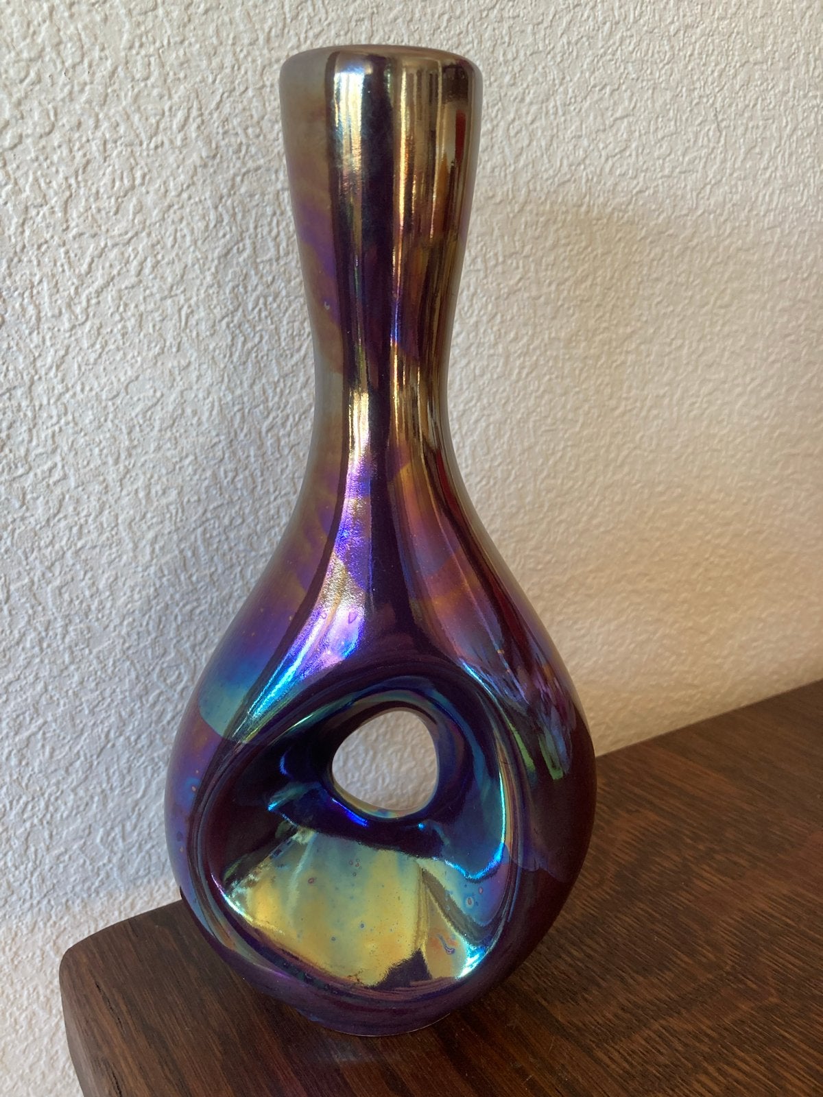 MCM Aardewerk Donutvaas met Iriserend Luster Glazuur, Ophalen of Verzenden