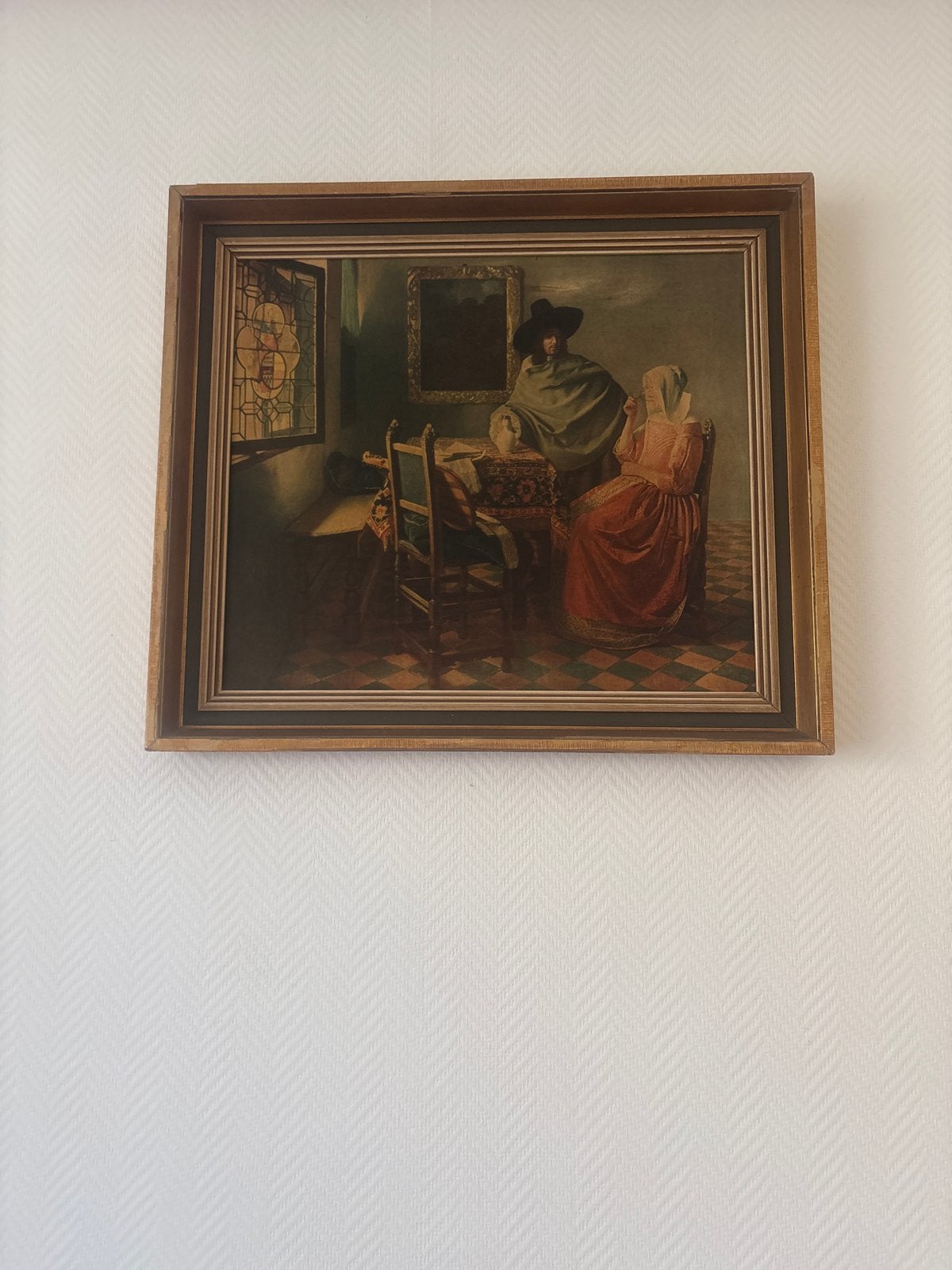 De koppelaarster - Johannes Vermeer reproductie, Antiek en Kunst, Ophalen, Doek, Portret of Personen, Klassiek