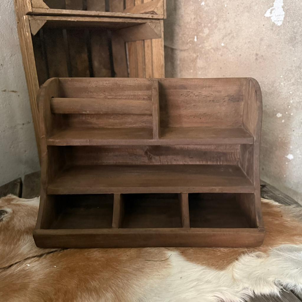 Landelijke houten gruttersbak met keukenrolhouder, Huis en Inrichting, Hout, Nieuw, Ophalen of Verzenden, Landelijk