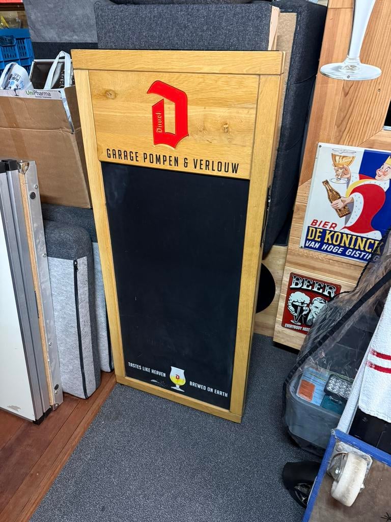 Eikenhouten uitzet bord DuveL, Verzamelen, Biermerken, Ophalen, Zo goed als nieuw, Reclamebord, Plaat of Schild, Duvel