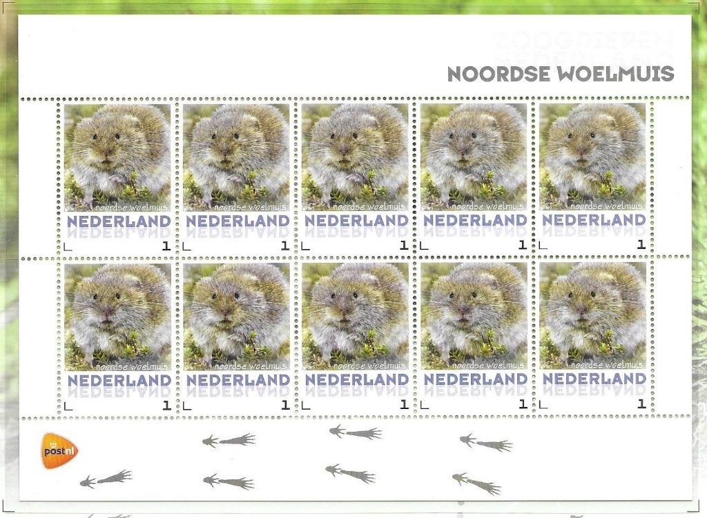 vel persoonlijke zegels. zoogdieren Noordse Woelmuis, postf, Ophalen of Verzenden, Postfris
