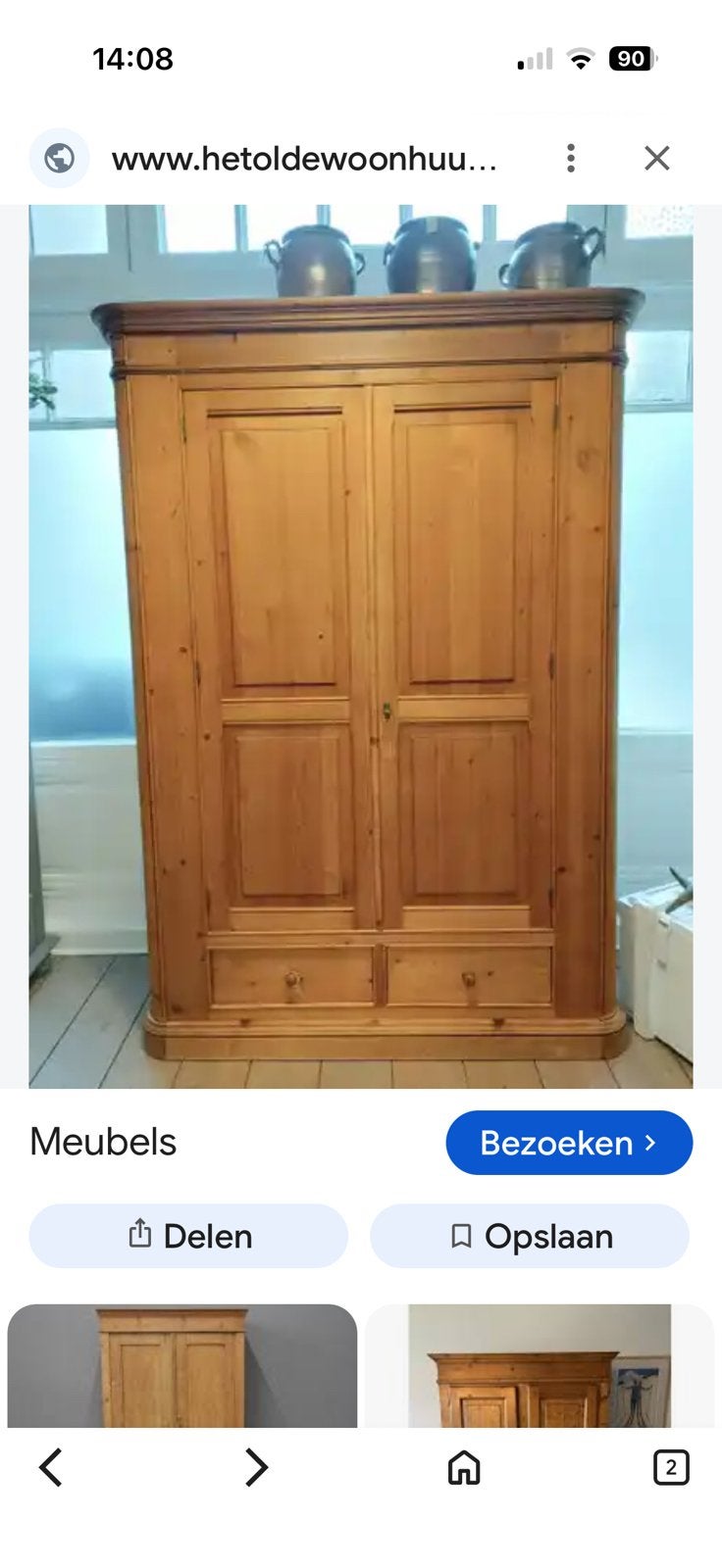 Grenen jacht/ linnenkast, Huis en Inrichting, Ophalen, Gebruikt, 100 tot 150 cm, Met lade(s)