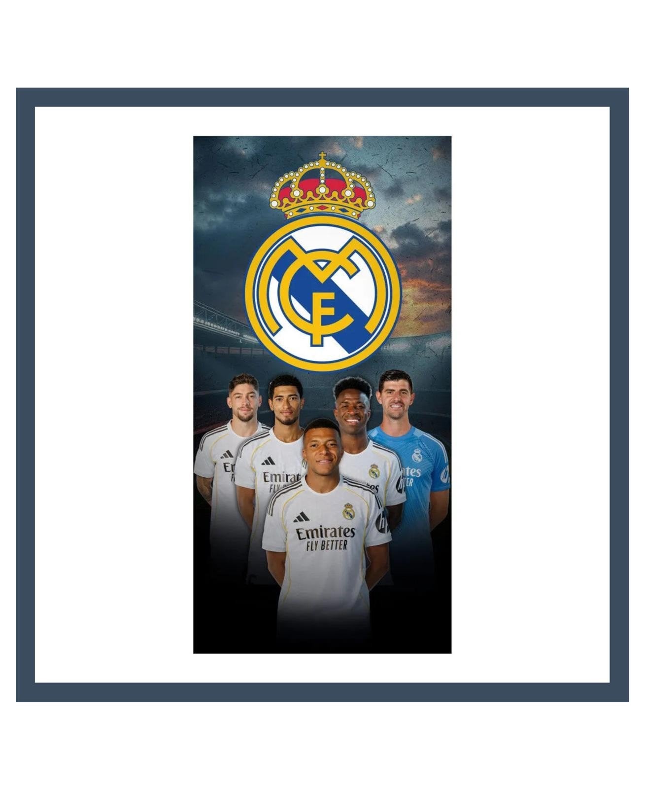 Real Madrid Handdoek / Strandlaken 70×140 Mbappe / Vini JR, Buitenlandse clubs, Verzenden, Postbus 1234, 1000 AC Amsterdam, Nieuw
