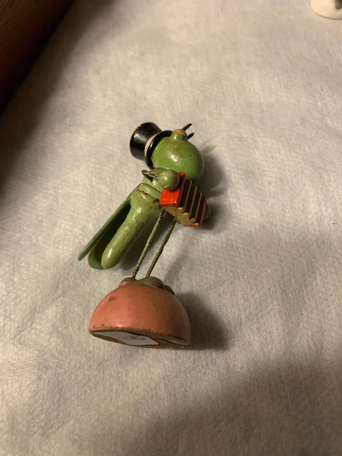 Ertzgebirge Krekel met Accordeon - Vintage Houten Figuur, Gebruikt, T, Ophalen of Verzenden, N