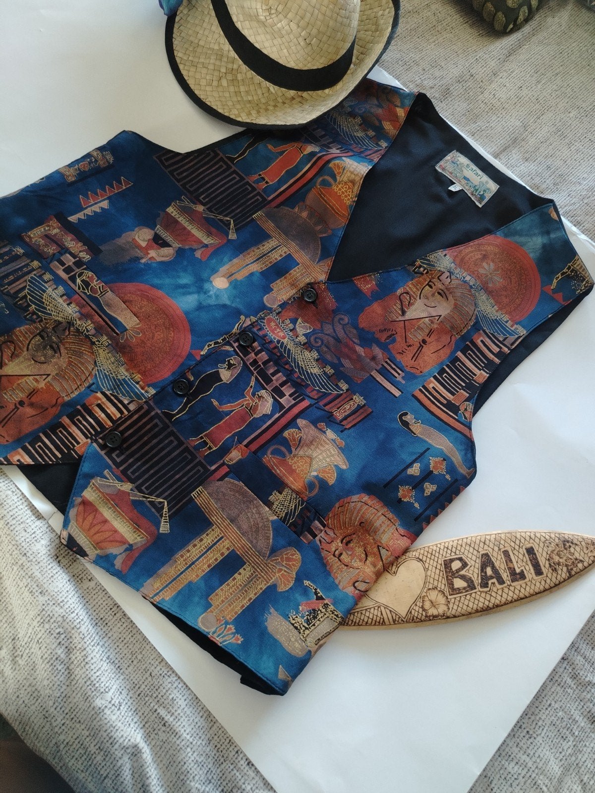 Vintage Safari Egyptische print gilet XL, Ophalen of Verzenden, Nieuw, Maat 46/48 (XL) of groter, Bruin