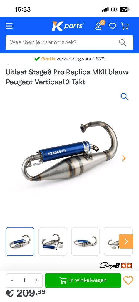 Scooter uitlaat, Ophalen, Nieuw, Uitlaat, Peugeot