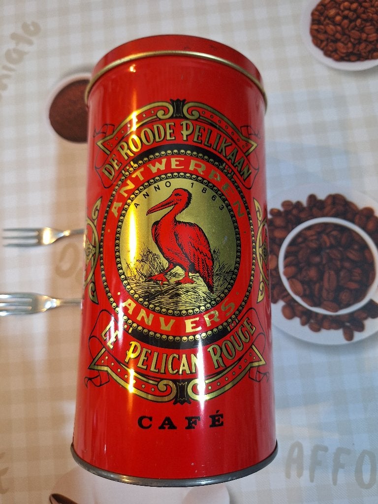 Koffieblik merk Pelikaan uit Antwerpen, Ophalen of Verzenden, Gebruikt, Koffie, Overige merken