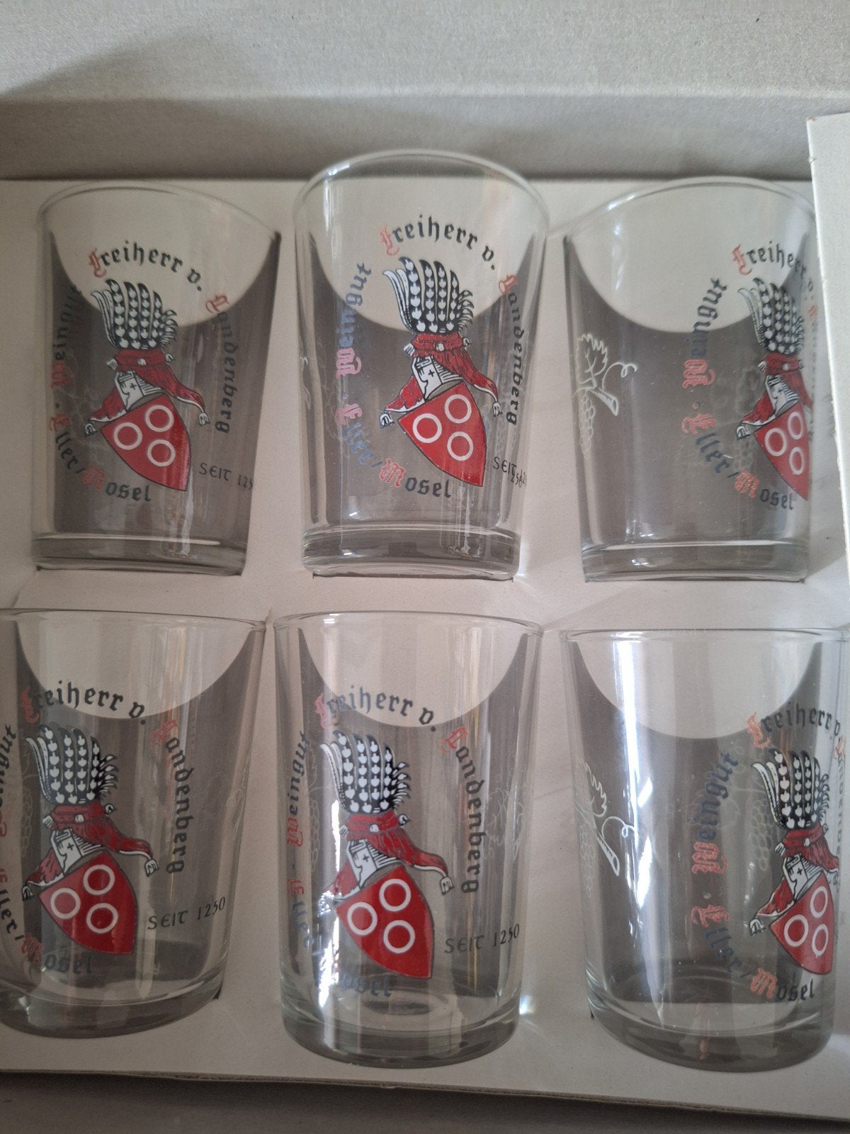 Set van 6 wijnglazen 'Freiherr v. Landenberg Mosel', Antiek en Kunst, Ophalen of Verzenden