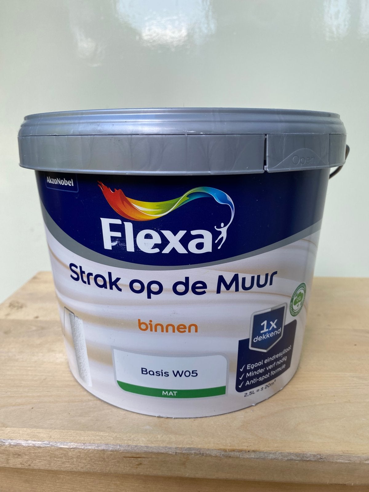 Flexa strak op de muur 2,5 Liter heel licht grijs, Nieuw, Ophalen of Verzenden, Verf, Grijs