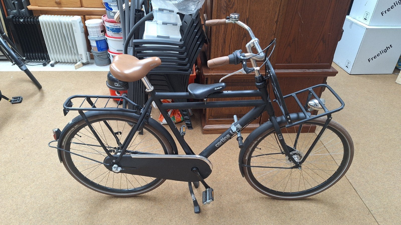Cortina Transportfiets Herenfiets Zwart, Overige merken, 53 tot 56 cm, Velgrem, Versnellingen