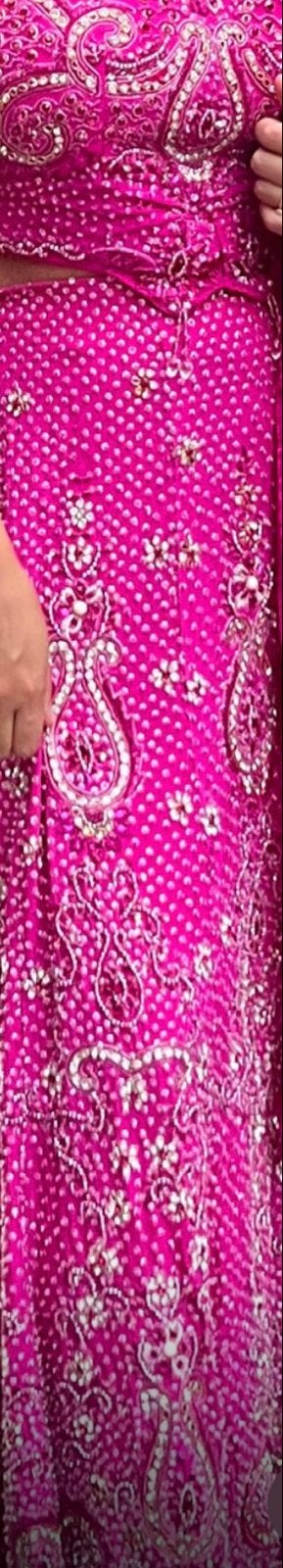 Roze Lehenga met Strass Steentjes - Bollywood Stijl, Kleding | Dames, Ophalen of Verzenden, Nieuw, Roze, Overige typen