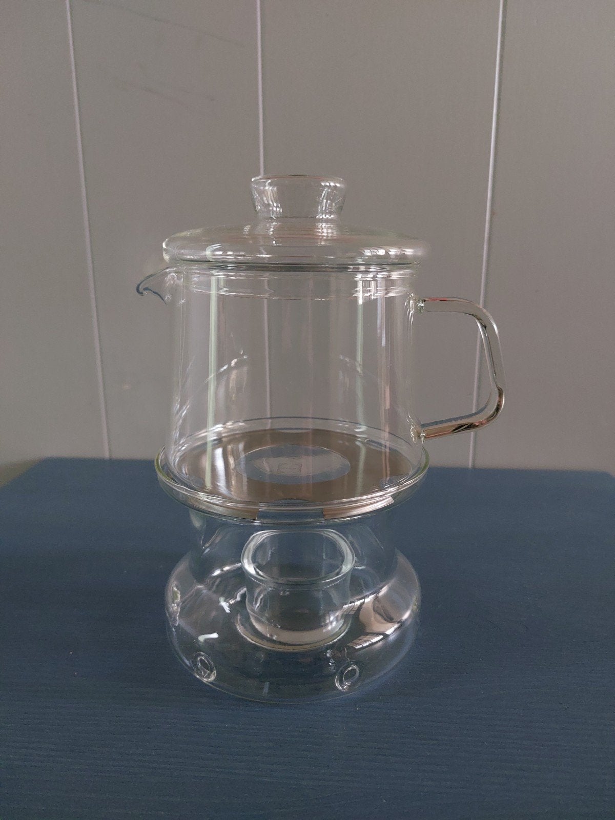 Vintage Douwe Egberts glazen theepot met theelicht zgan, Huis en Inrichting, Keuken | Servies, Overige typen, Ophalen of Verzenden