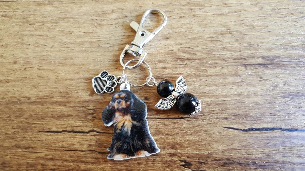 Sleutelhanger Black and tan king charles spaniël lucky angel, Verzenden, Nieuw, Dier of Natuur