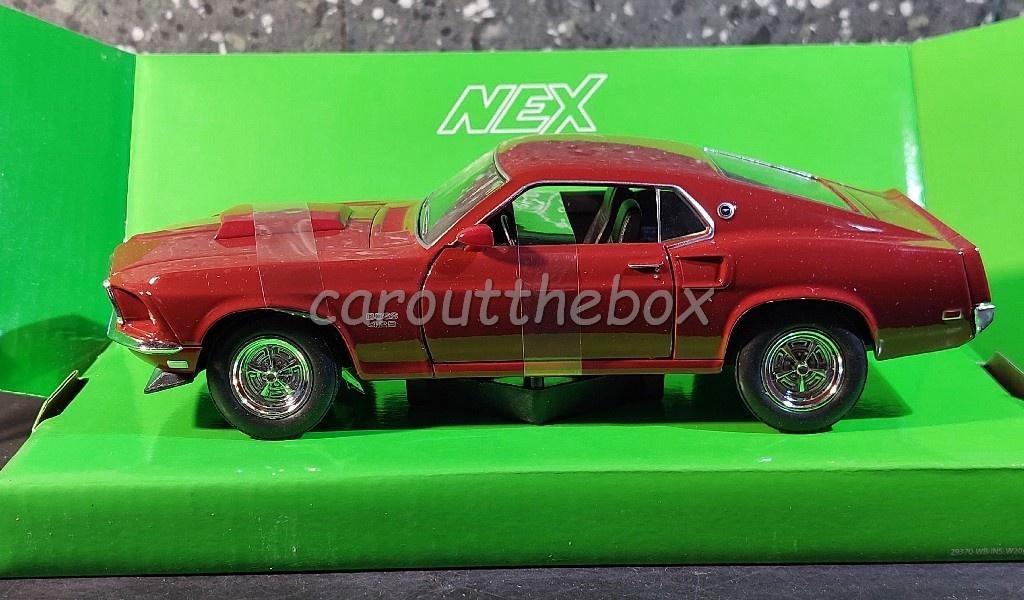 Ford Mustang Boss 429 donker rood 1:24 Welly W084, Verzenden, Nieuw, Auto, Welly