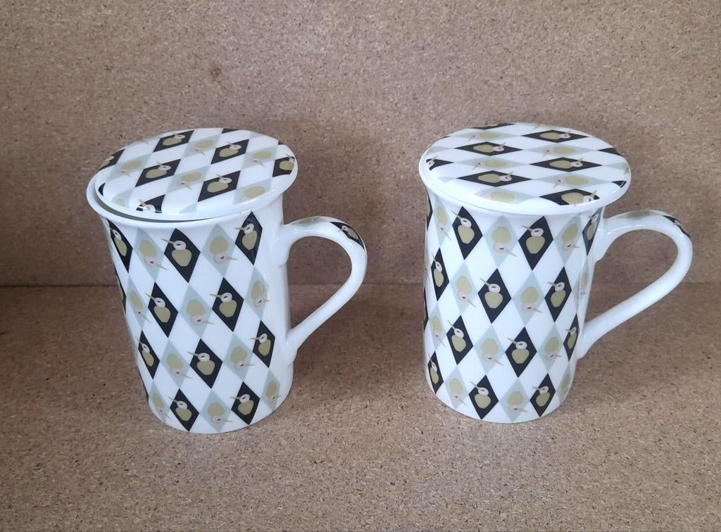 Cha Cult mokken met deksel 2 stuks voor thee of koffie, Keramiek, Ophalen of Verzenden, Zo goed als nieuw, Overige stijlen
