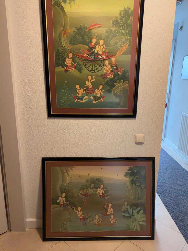 Aziatische olieverf schilderijen - elk maat 100x75, Ophalen of Verzenden