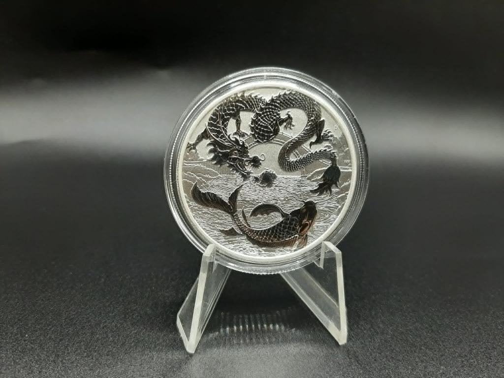 1 oz zilver Dragon & Koi 2023, Postzegels en Munten, Ophalen of Verzenden, Zilver