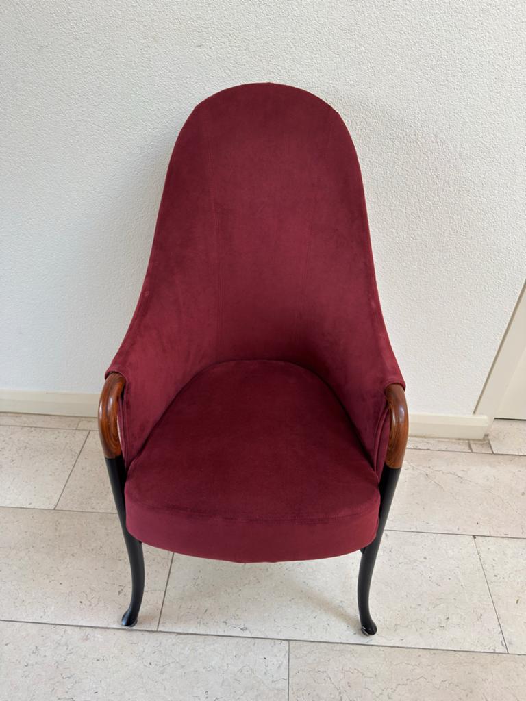 Set van 6 Italiaanse Giorgetti-armstoelen 1980, Huis en Inrichting, Ophalen, Zo goed als nieuw, Stof, Minder dan 50 cm