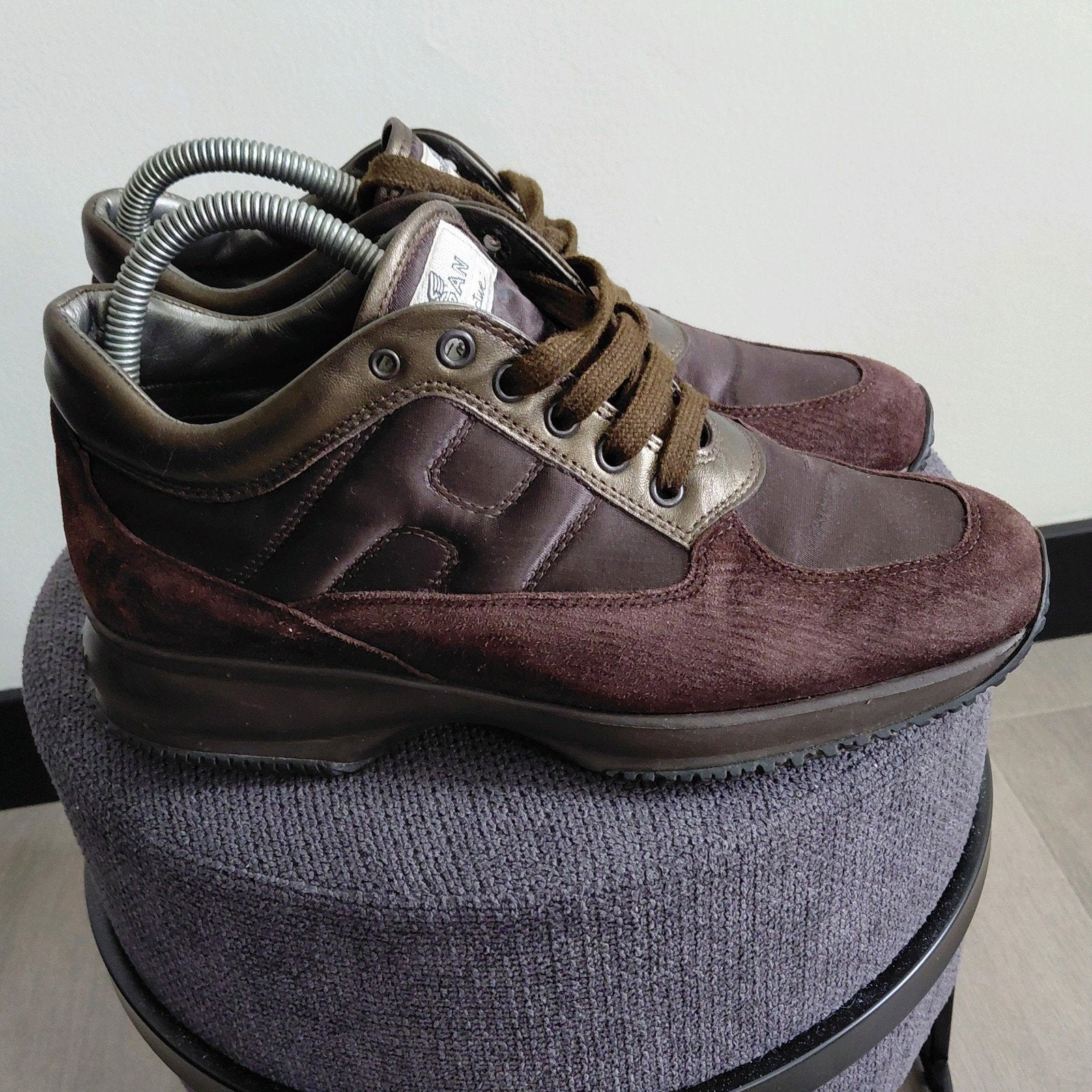 Hogan Interactive Sneakers – Maat 39,5 – Donkerbruin/Suede, Verzenden, Zo goed als nieuw, Hogan