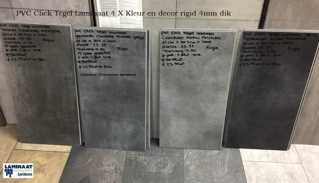 16,74m2 Grote Pvc click Andora Beton Grijs 4mm dik = €150, Ophalen, Pvc click tegel model beton grijs, Nieuw, Minder dan 10 m²