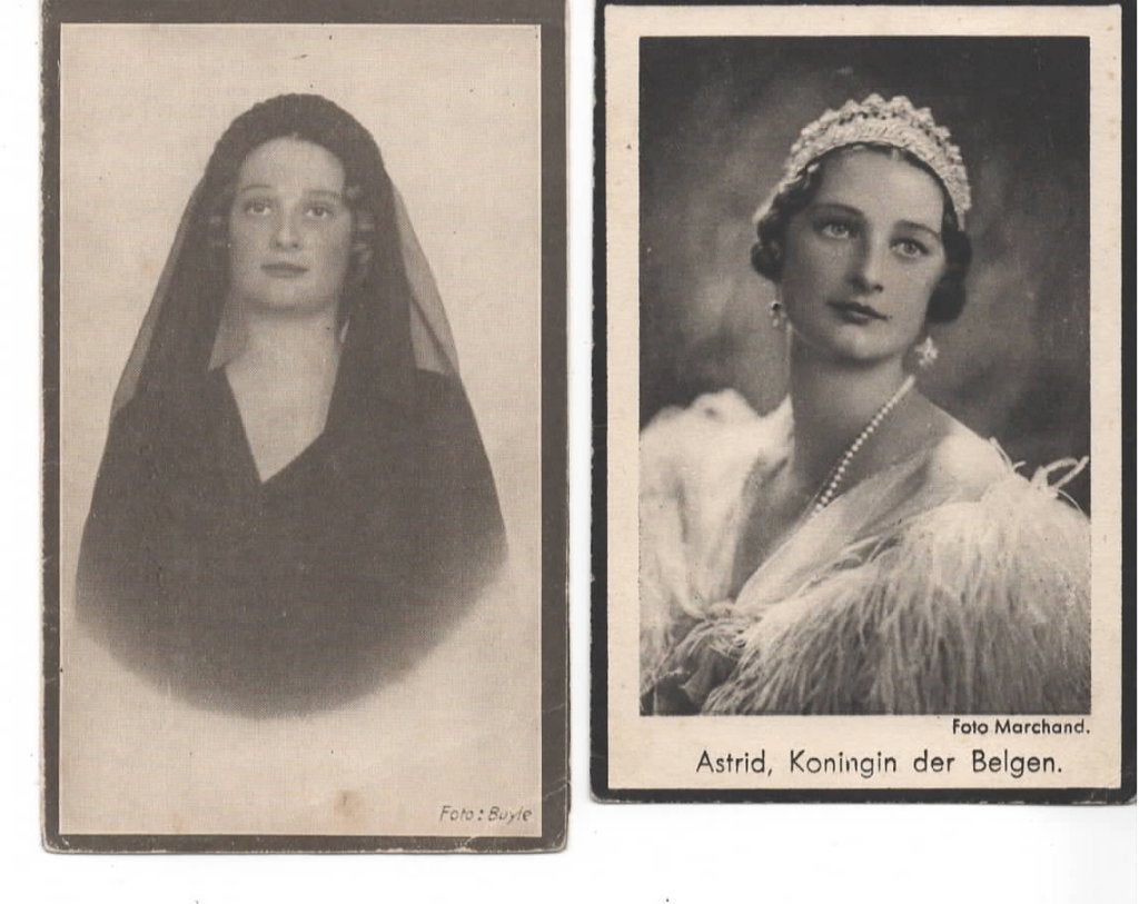 2 mooie Prentjes van konigin Astrid verongelukt in 1935, Verzamelen, Verzenden, Bidprentje