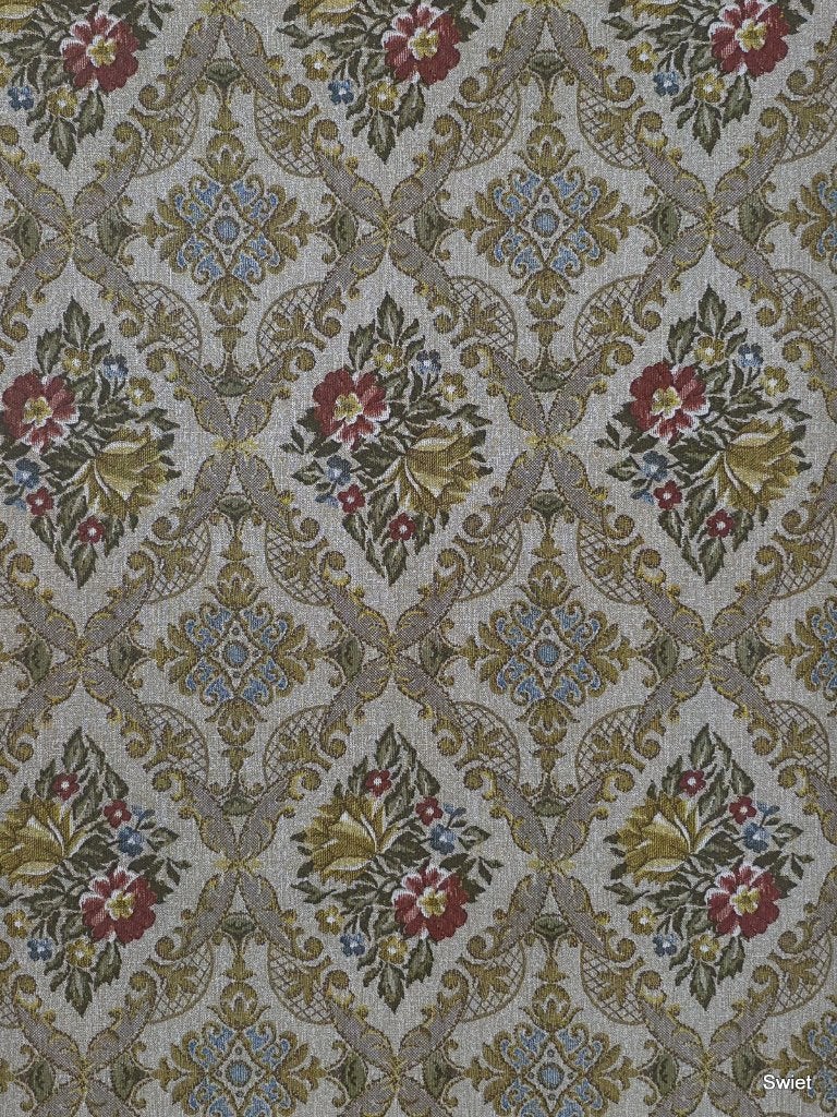 5709 Vintage behang klassiek ruiten bloemen retro swiet, Ophalen of Verzenden, Blauw